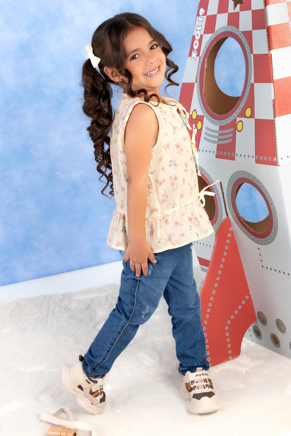CONJUNTO NIÑA FLOWERS BEIGE