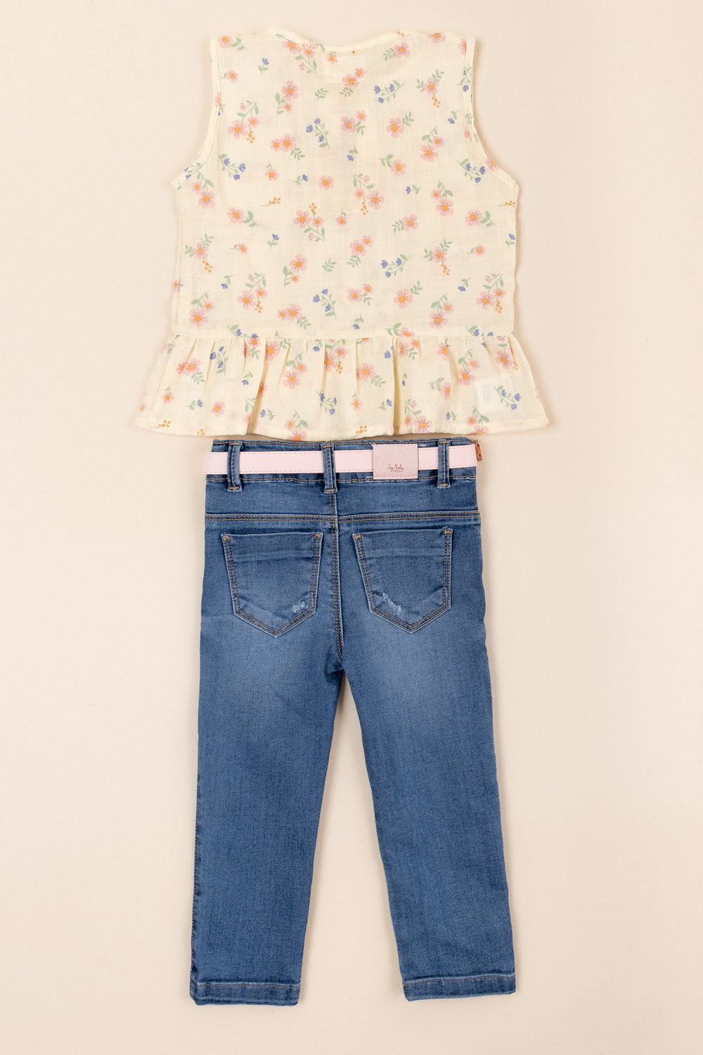 CONJUNTO NIÑA FLOWERS BEIGE