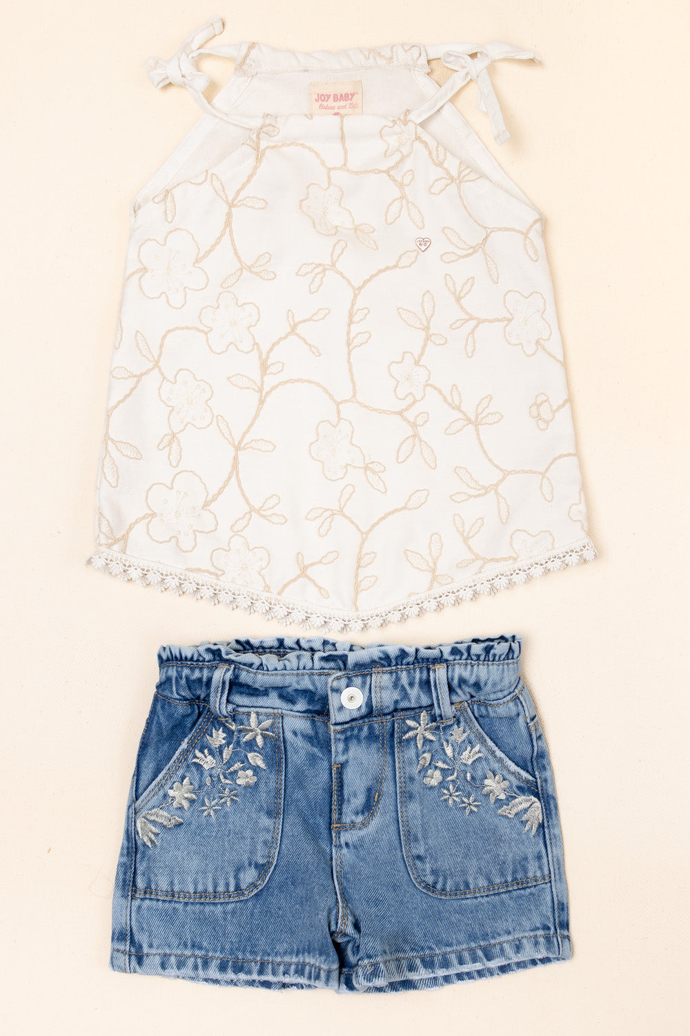CONJUNTO NIÑA FLOWERS BLANCO