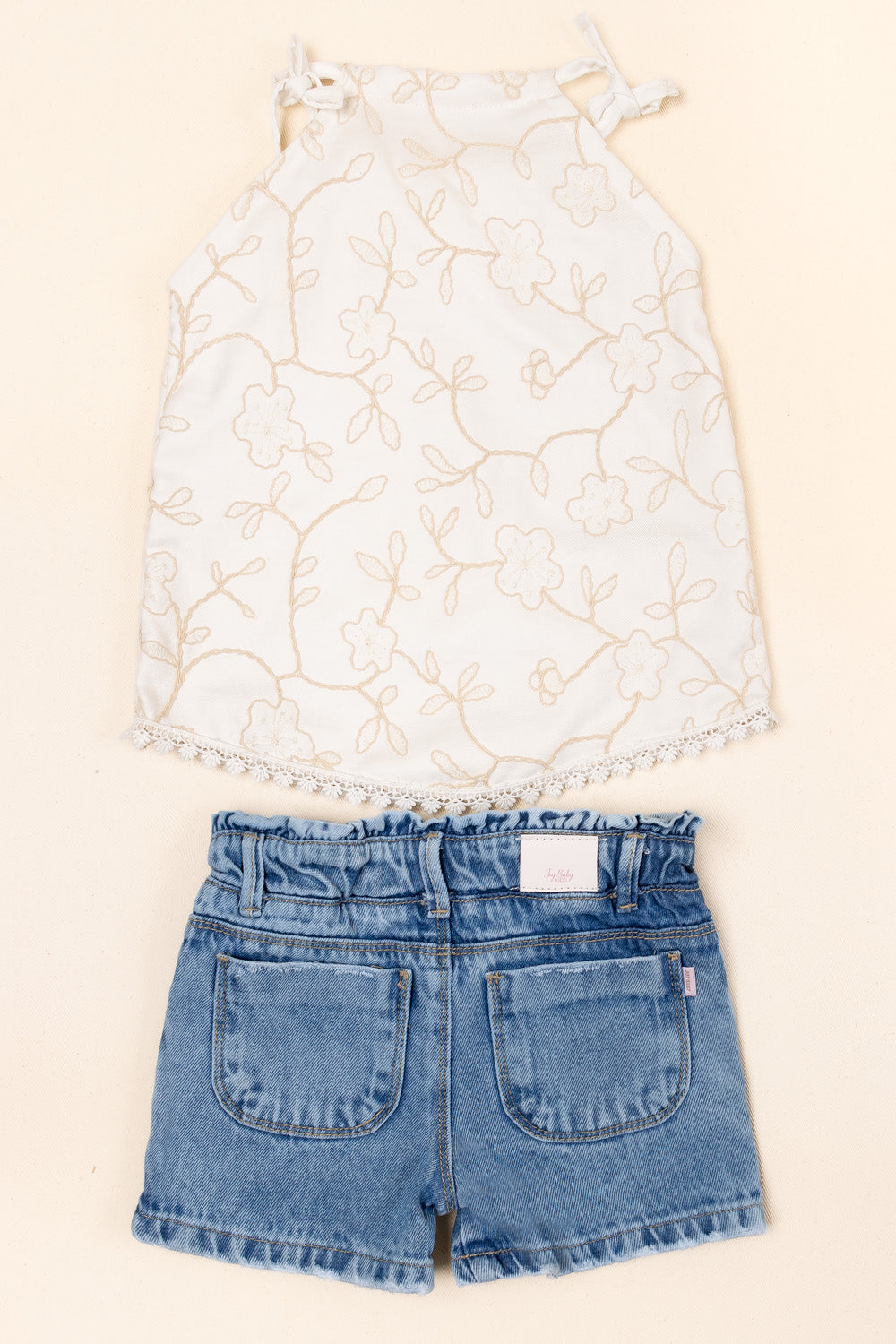 CONJUNTO NIÑA FLOWERS BLANCO