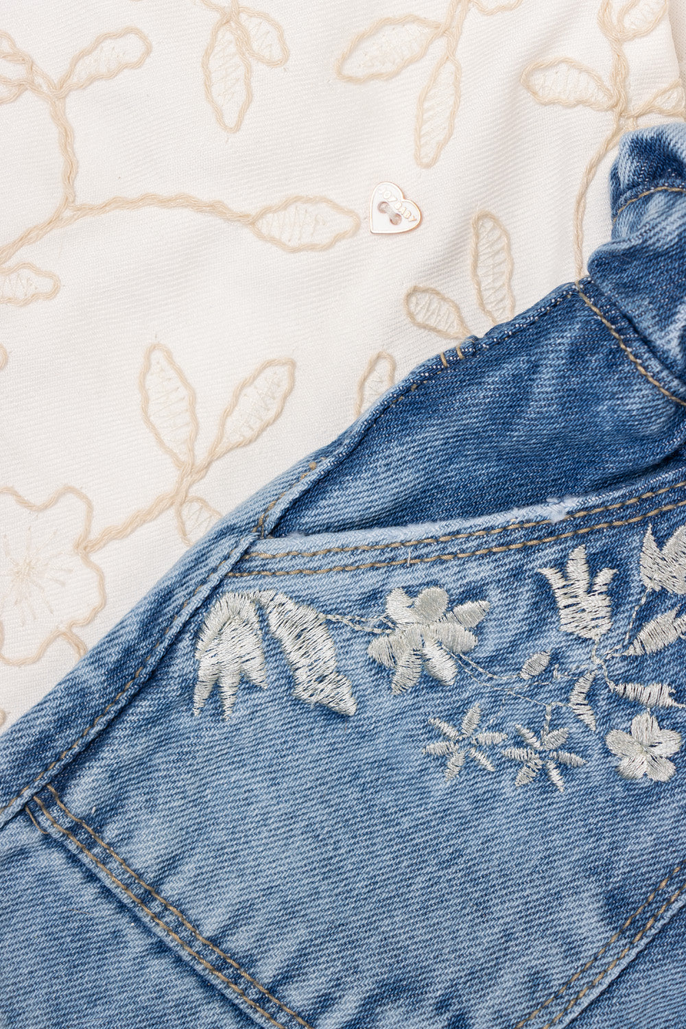 CONJUNTO NIÑA FLOWERS BLANCO