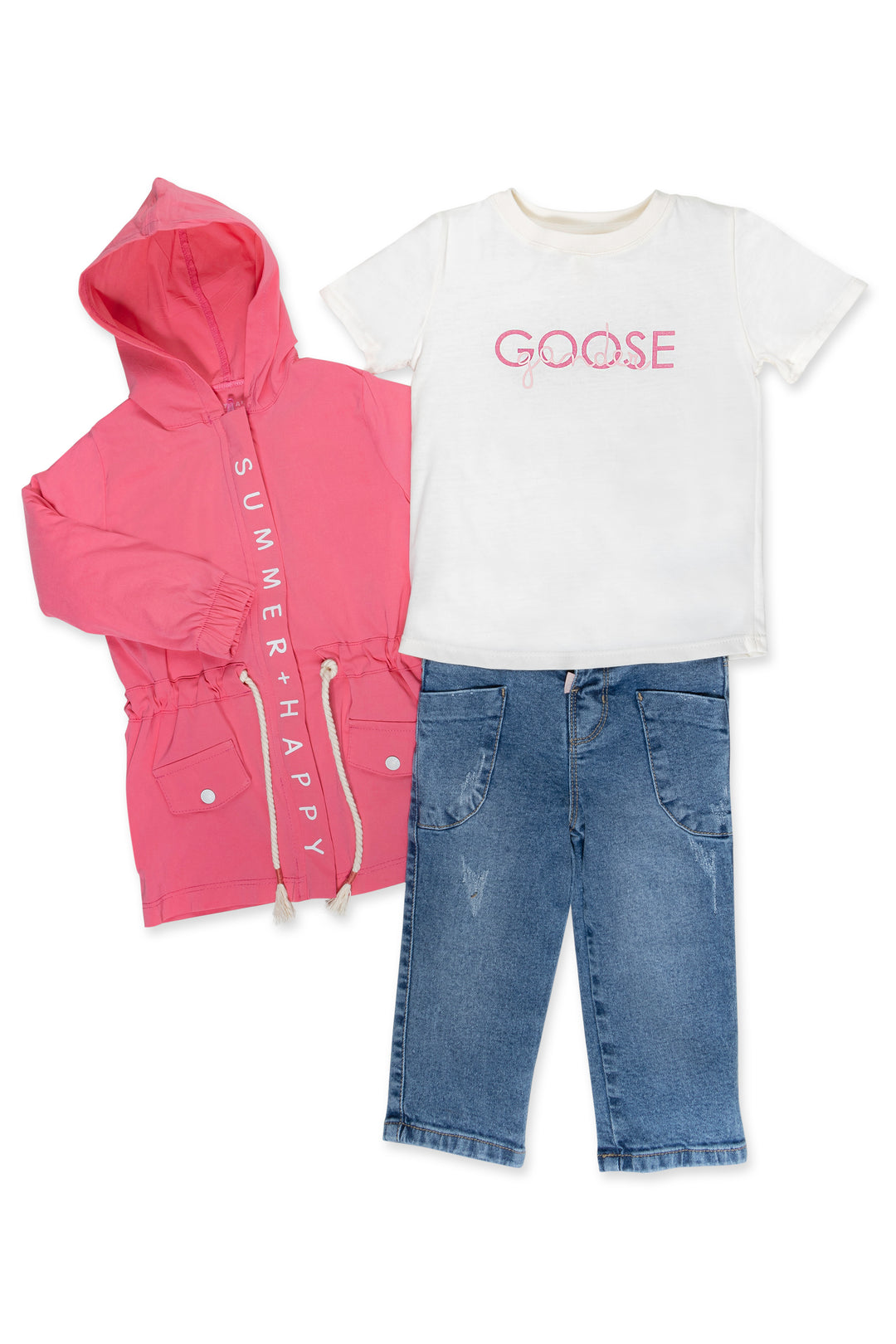 CONJUNTO 3 PRENDAS NIÑA HAPPY FUCSIA