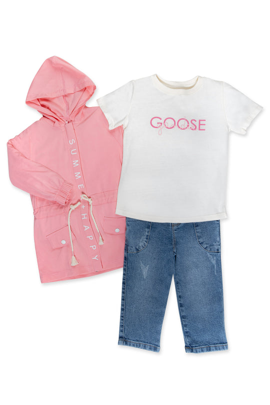 CONJUNTO 3 PRENDAS NIÑA HAPPY ROSADO