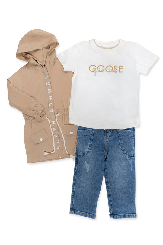 CONJUNTO 3 PRENDAS NIÑA HAPPY BEIGE