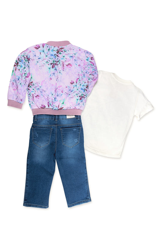 CONJUNTO 3 PRENDAS NIÑA VIBES MORADO
