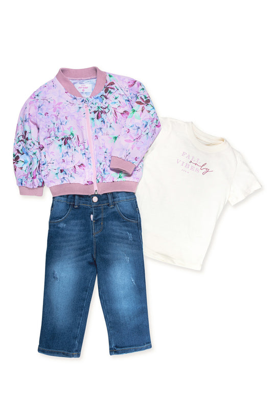 CONJUNTO 3 PRENDAS NIÑA VIBES MORADO