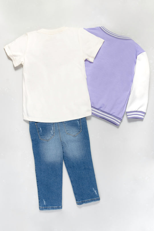 CONJUNTO 3 PRENDAS NIÑA JOY LILA