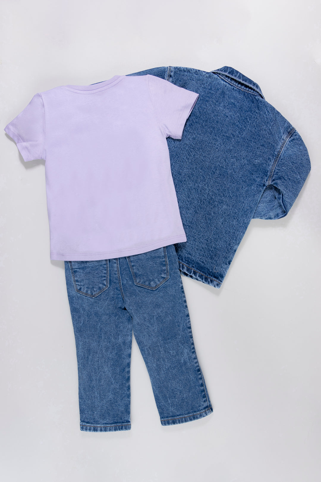 CONJUNTO 3 PRENDAS NIÑA DENIM LILA
