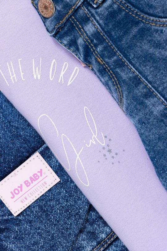 CONJUNTO 3 PRENDAS NIÑA DENIM LILA