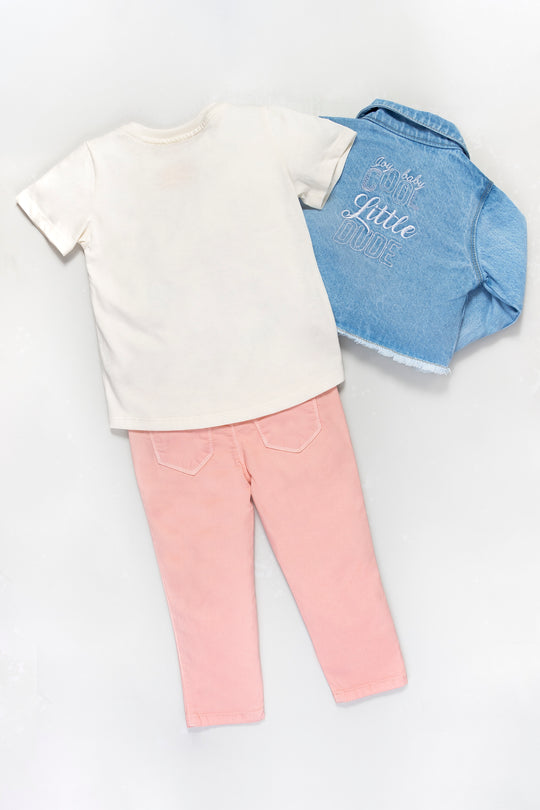 CONJUNTO 3 PRENDAS NIÑA BEST PALO ROSA