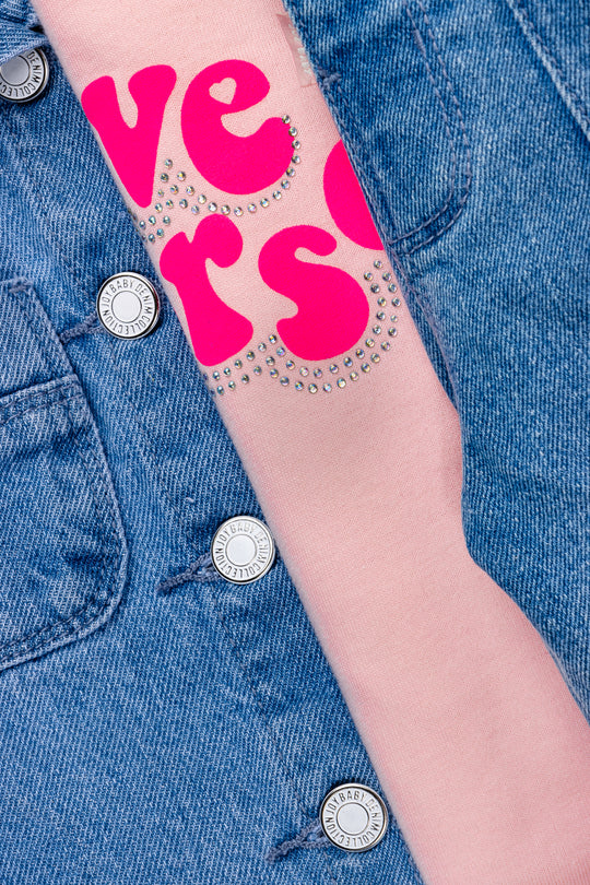 CONJUNTO 3 PRENDAS NIÑA LOVE ROSADO