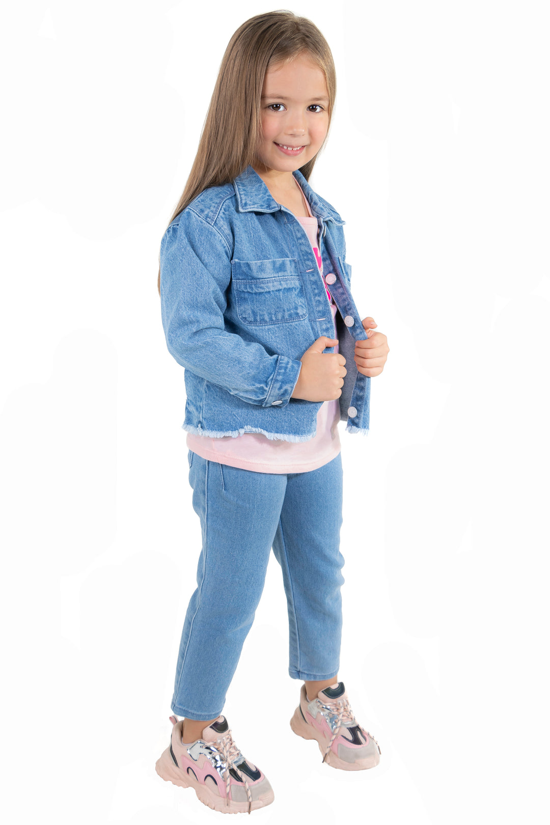 CONJUNTO 3 PRENDAS NIÑA LOVE ROSADO