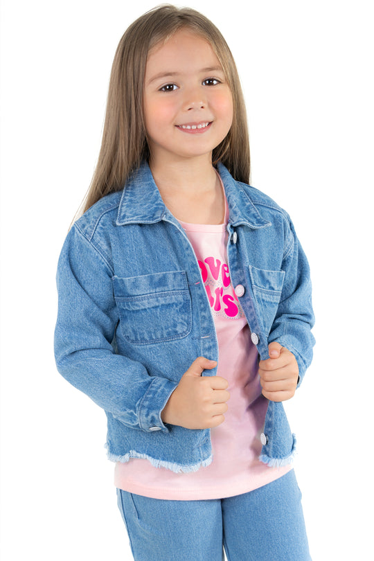 CONJUNTO 3 PRENDAS NIÑA LOVE ROSADO