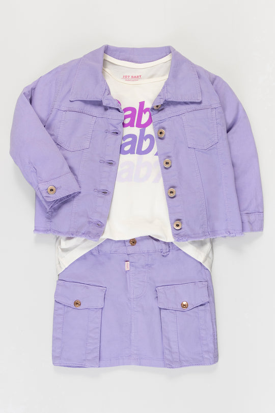 CONJUNTO 3 PRENDAS NIÑA BABY MORADO