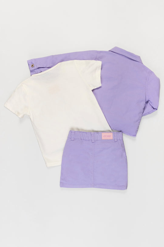 CONJUNTO 3 PRENDAS NIÑA BABY MORADO