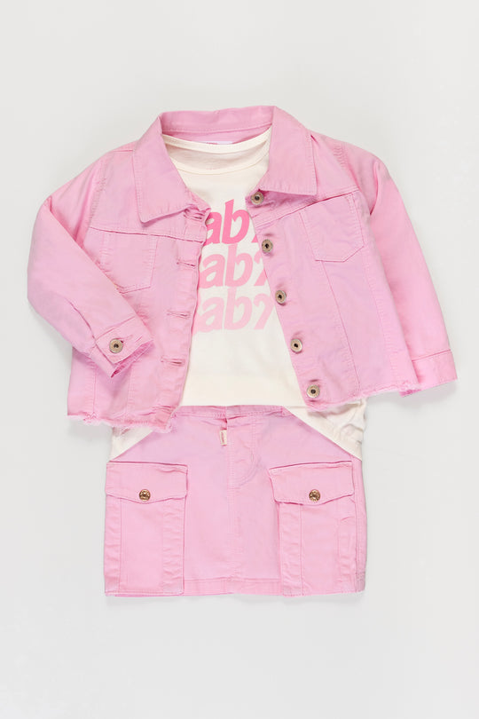 CONJUNTO 3 PRENDAS NIÑA BABY ROSADO