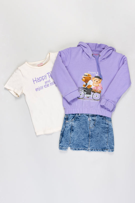 CONJUNTO 3 PRENDAS NIÑA MORADO