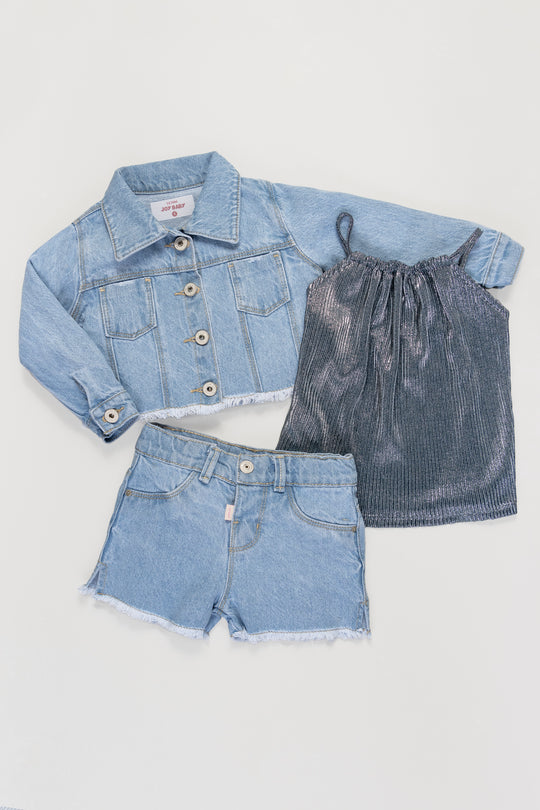 CONJUNTO 3 PRENDAS NIÑA FLOWERS AZUL
