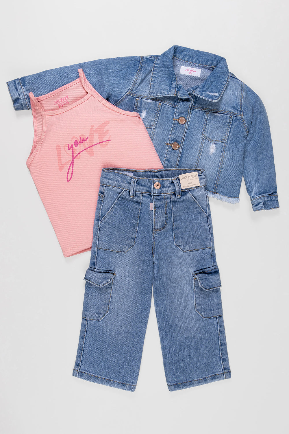 CONJUNTO 3 PRENDAS NIÑA PALO ROSA