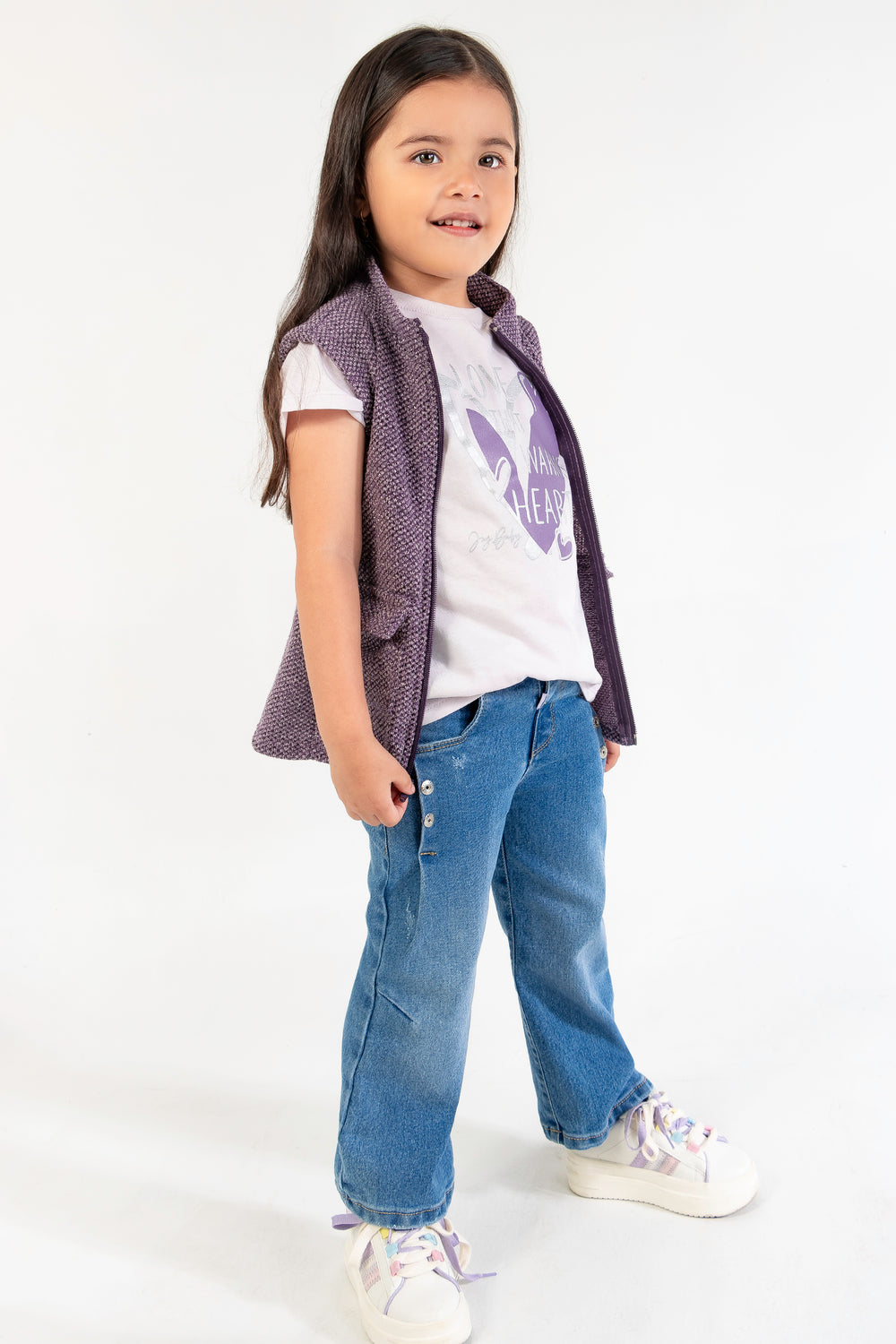 CONJUNTO 3 PRENDAS NIÑA LOVE MORADO