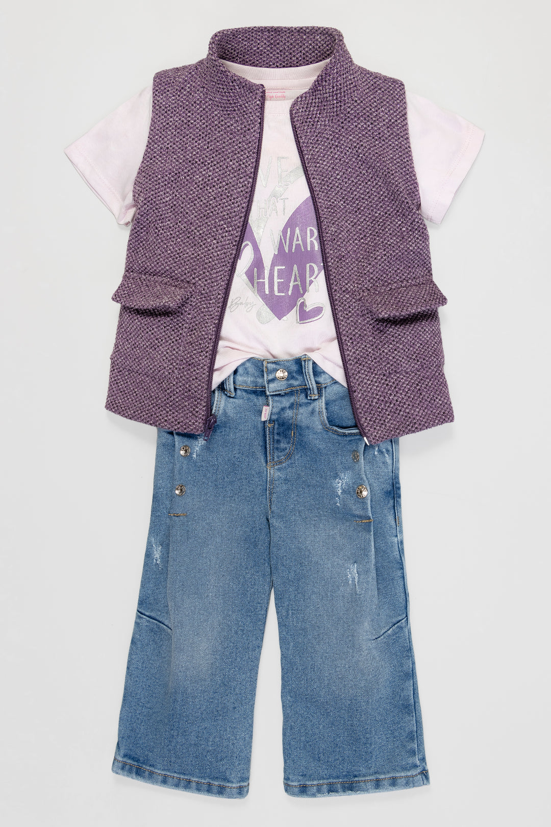 CONJUNTO 3 PRENDAS NIÑA LOVE MORADO