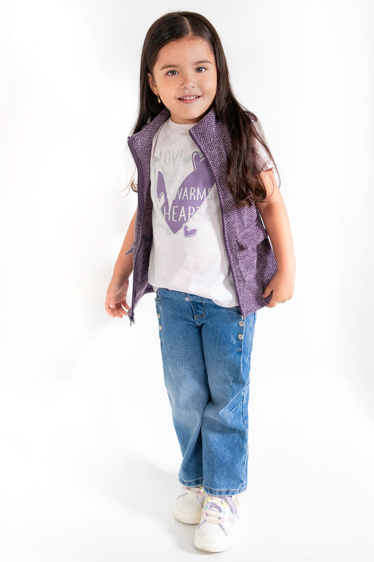 CONJUNTO 3 PRENDAS NIÑA LOVE MORADO