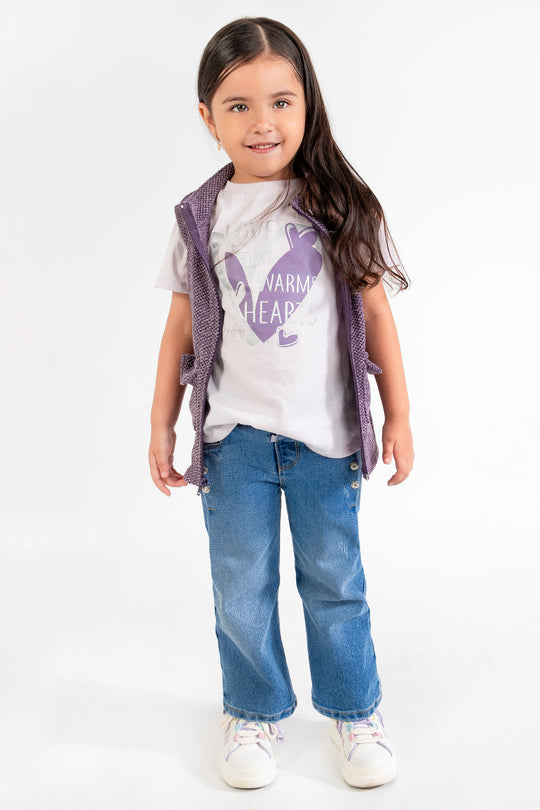 CONJUNTO 3 PRENDAS NIÑA LOVE MORADO