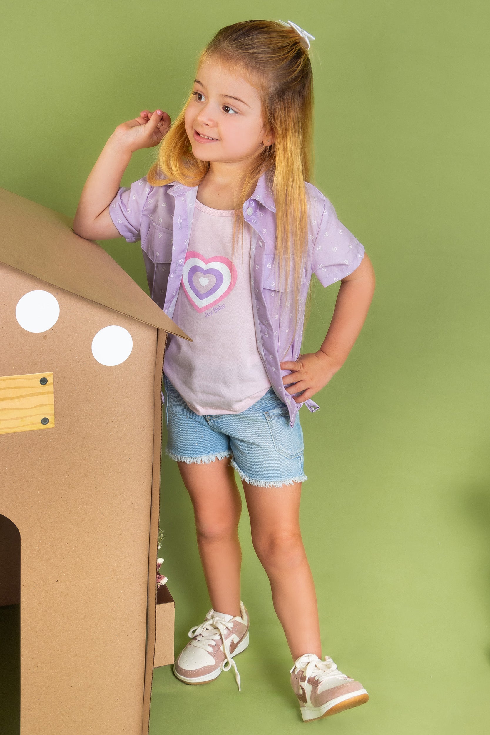CONJUNTO 3 PRENDAS NIÑA CORAZONES MORADO