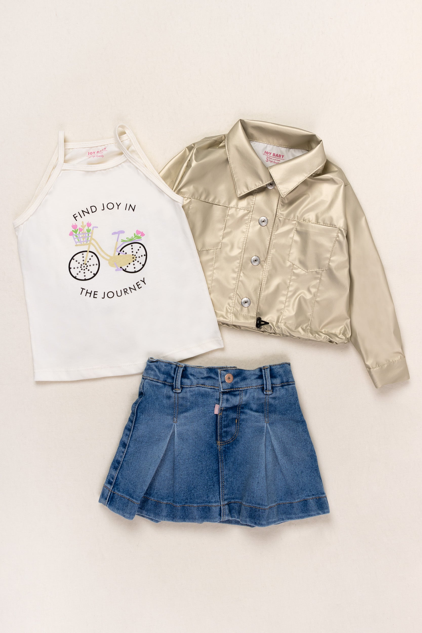 CONJUNTO 3 PRENDAS NIÑA CYCLE DORADO