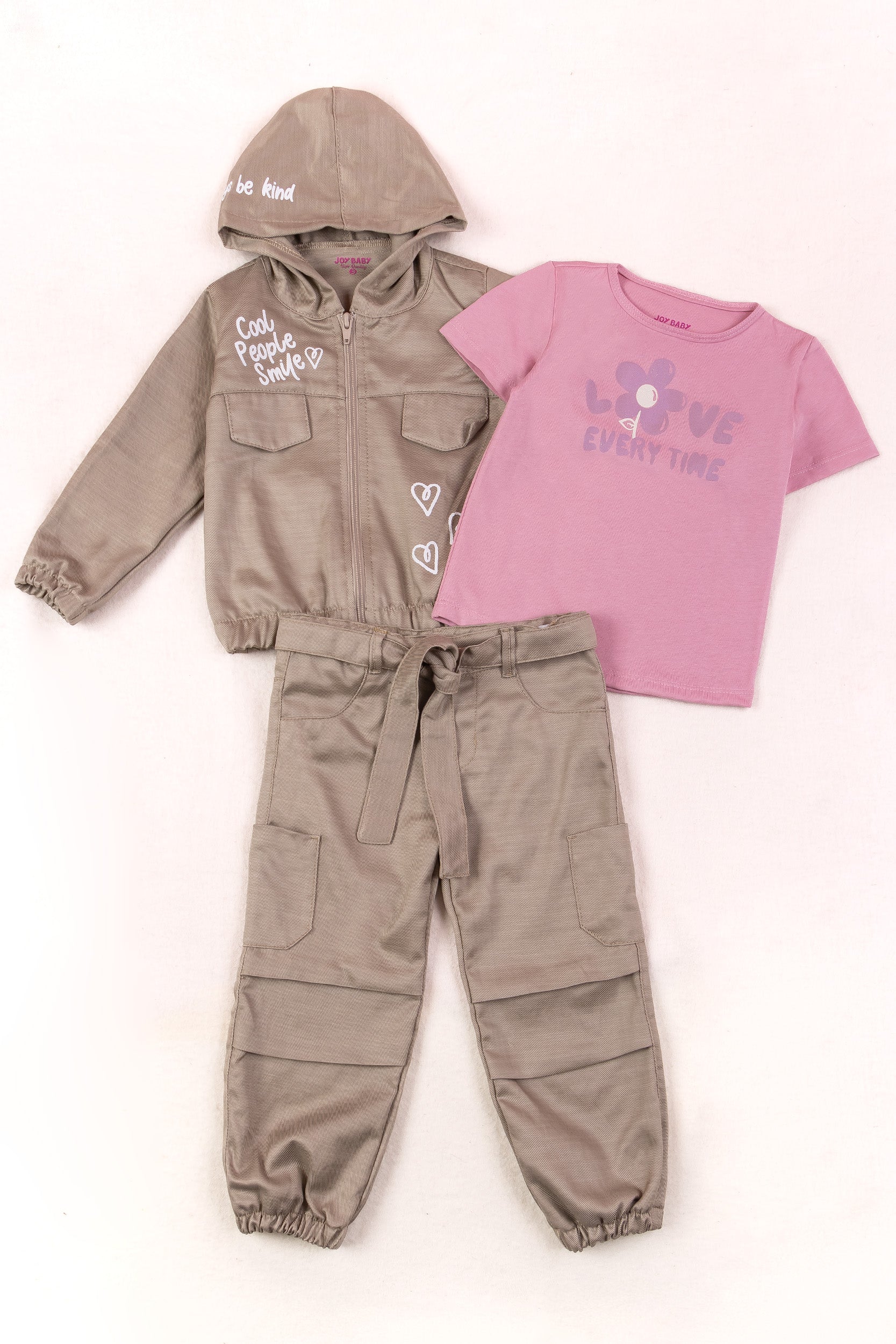 CONJUNTO 3 PRENDAS NIÑA LOVE CAFÉ