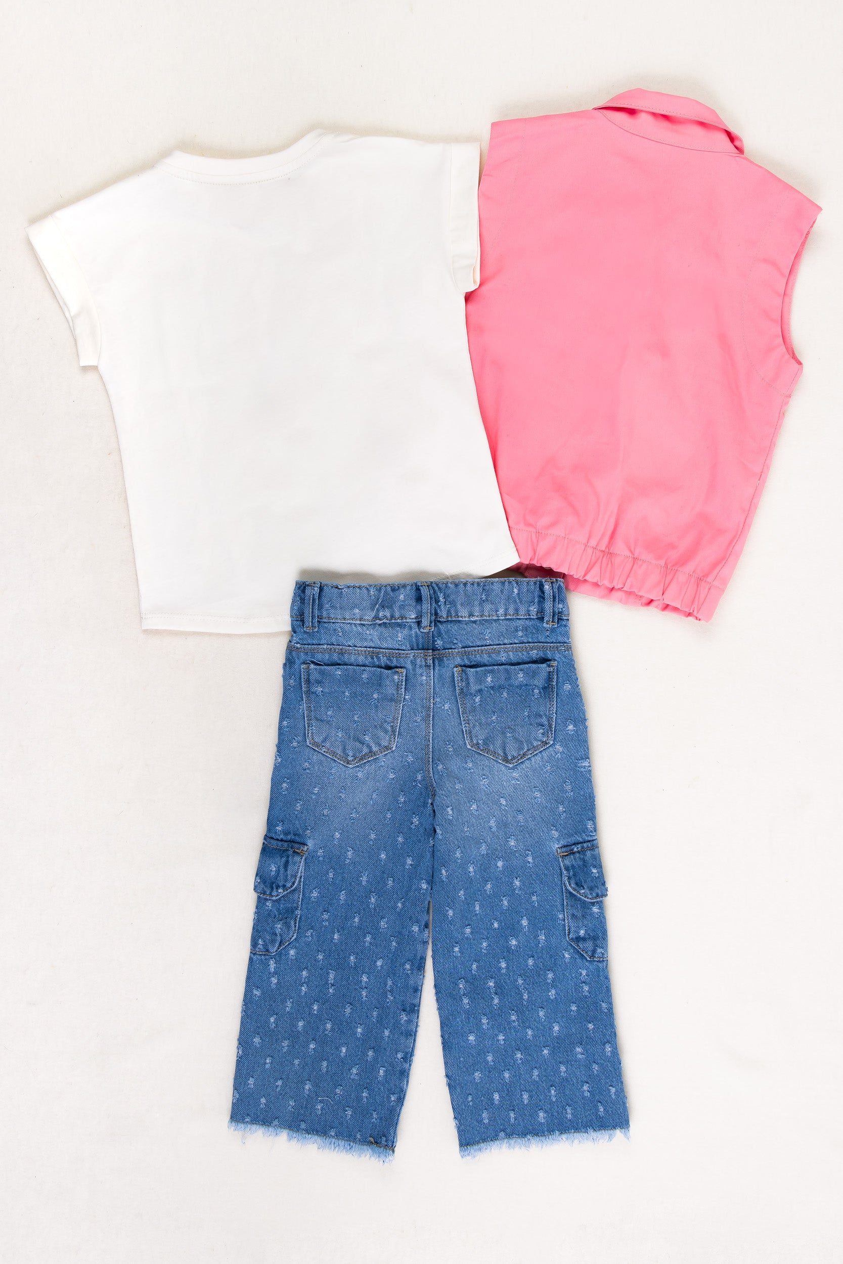 CONJUNTO 3 PRENDAS NIÑA ROSADO