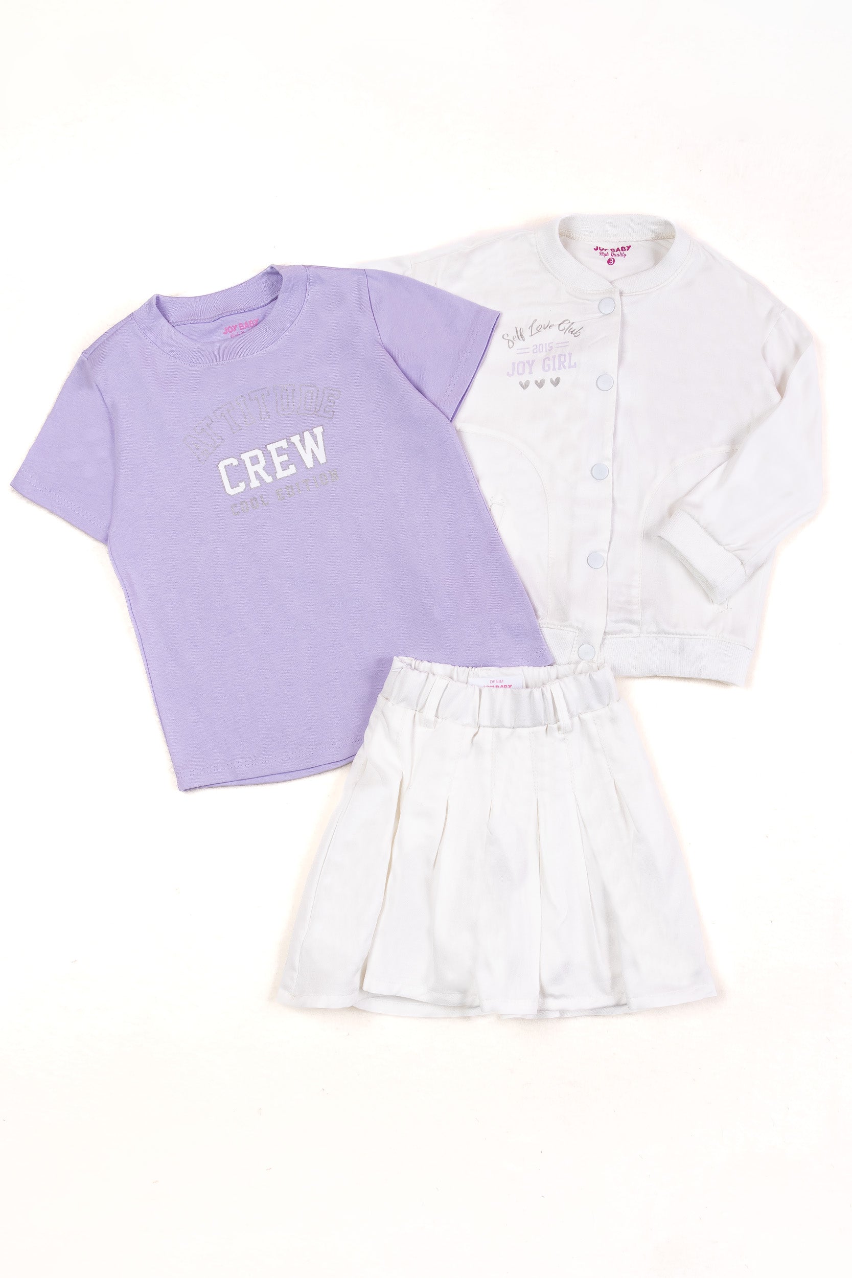 CONJUNTO 3 PRENDAS NIÑA CREW BLANCO