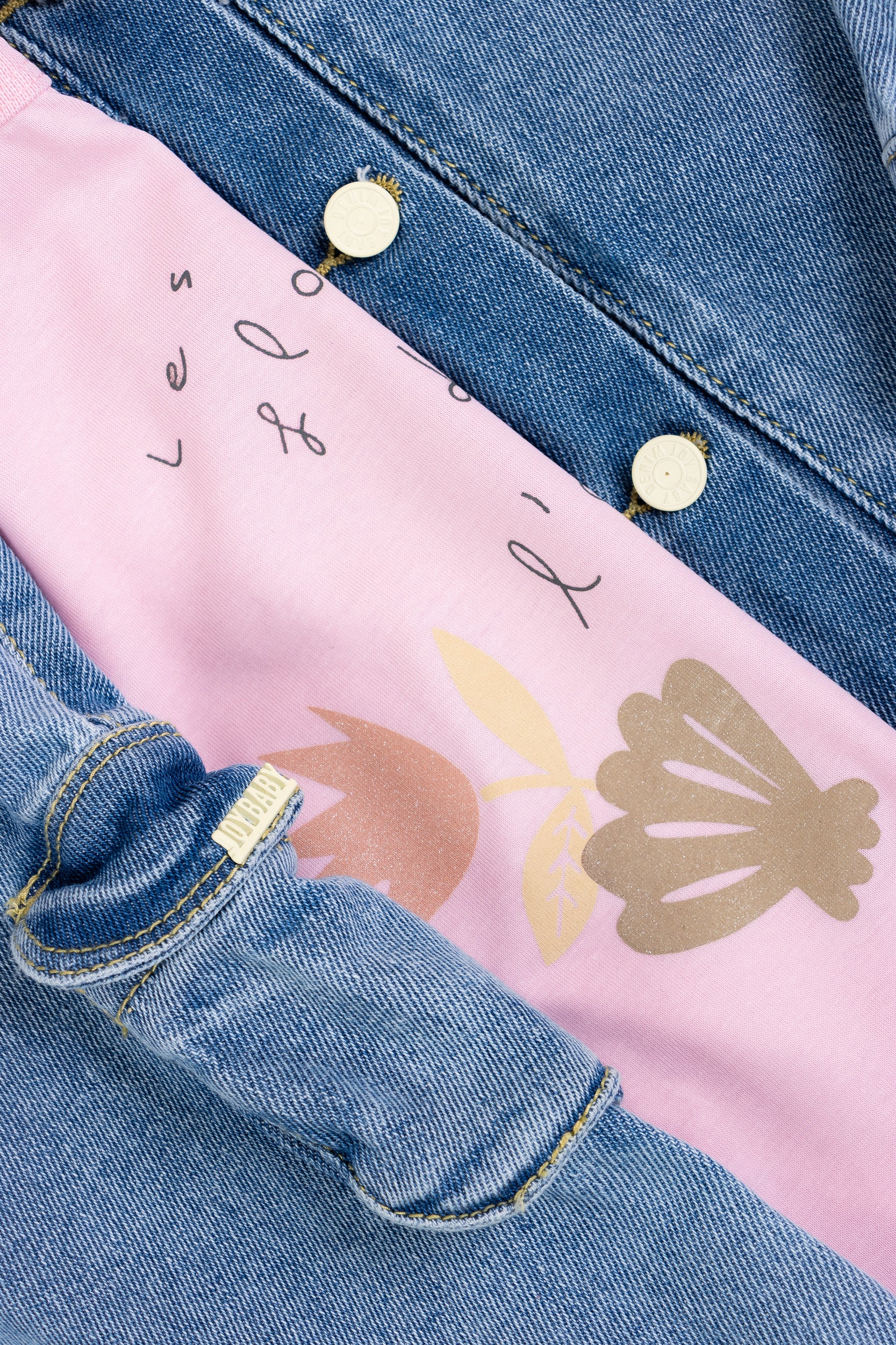 CONJUNTO 3 PRENDAS NIÑA DENIM ROSADO