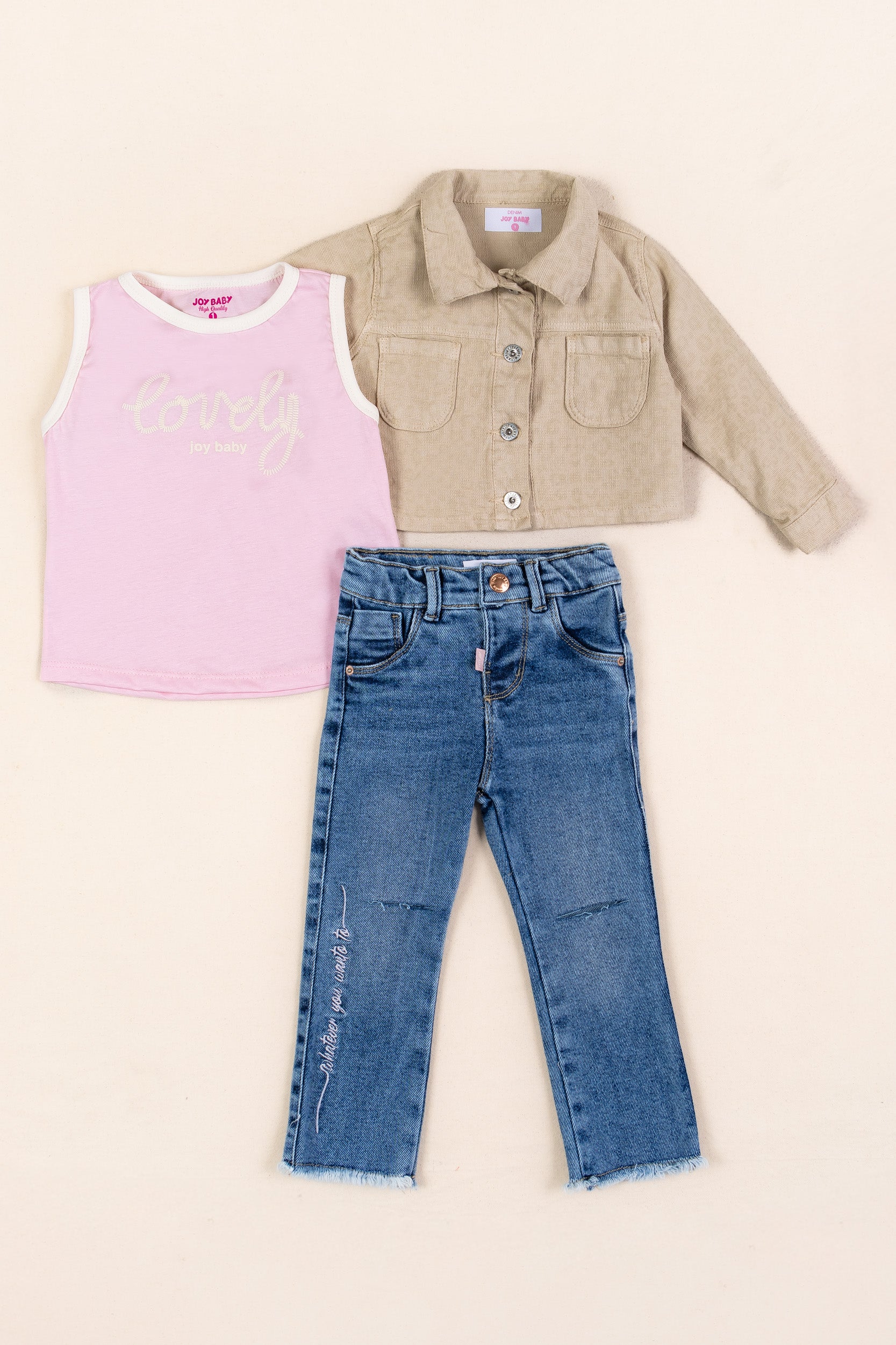 CONJUNTO 3 PRENDAS NIÑA LOVELY BEIGE