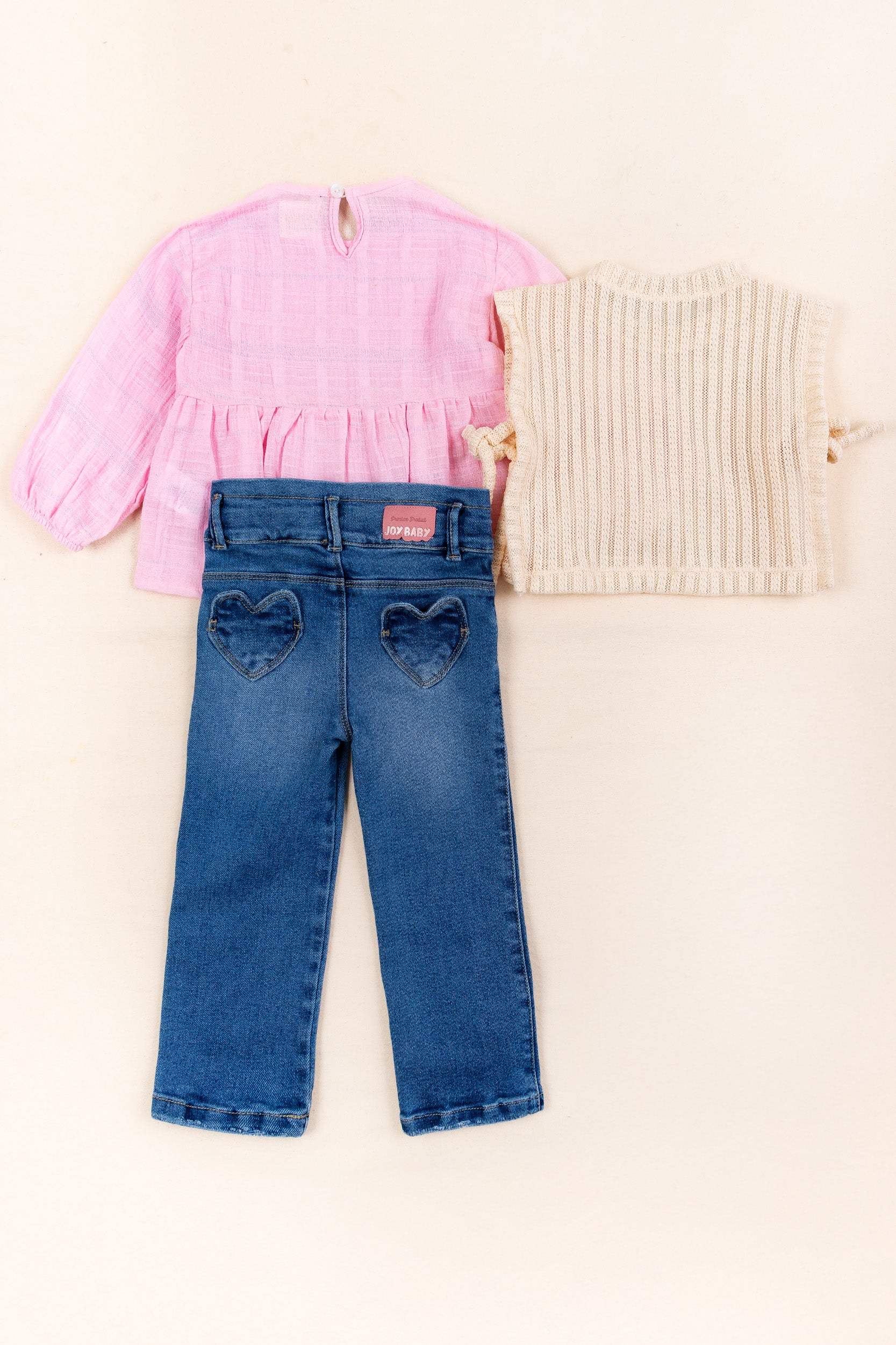 CONJUNTO 3 PRENDAS NIÑA BELIEVE PALO ROSA