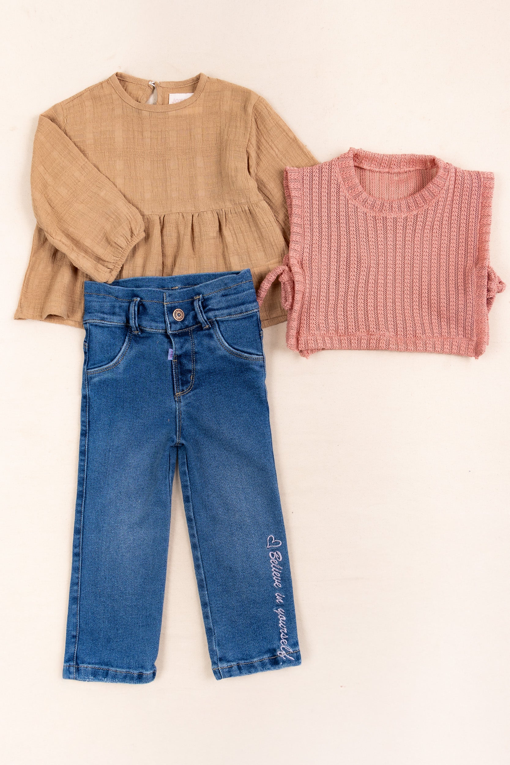 CONJUNTO 3 PRENDAS NIÑA BELIEVE BEIGE