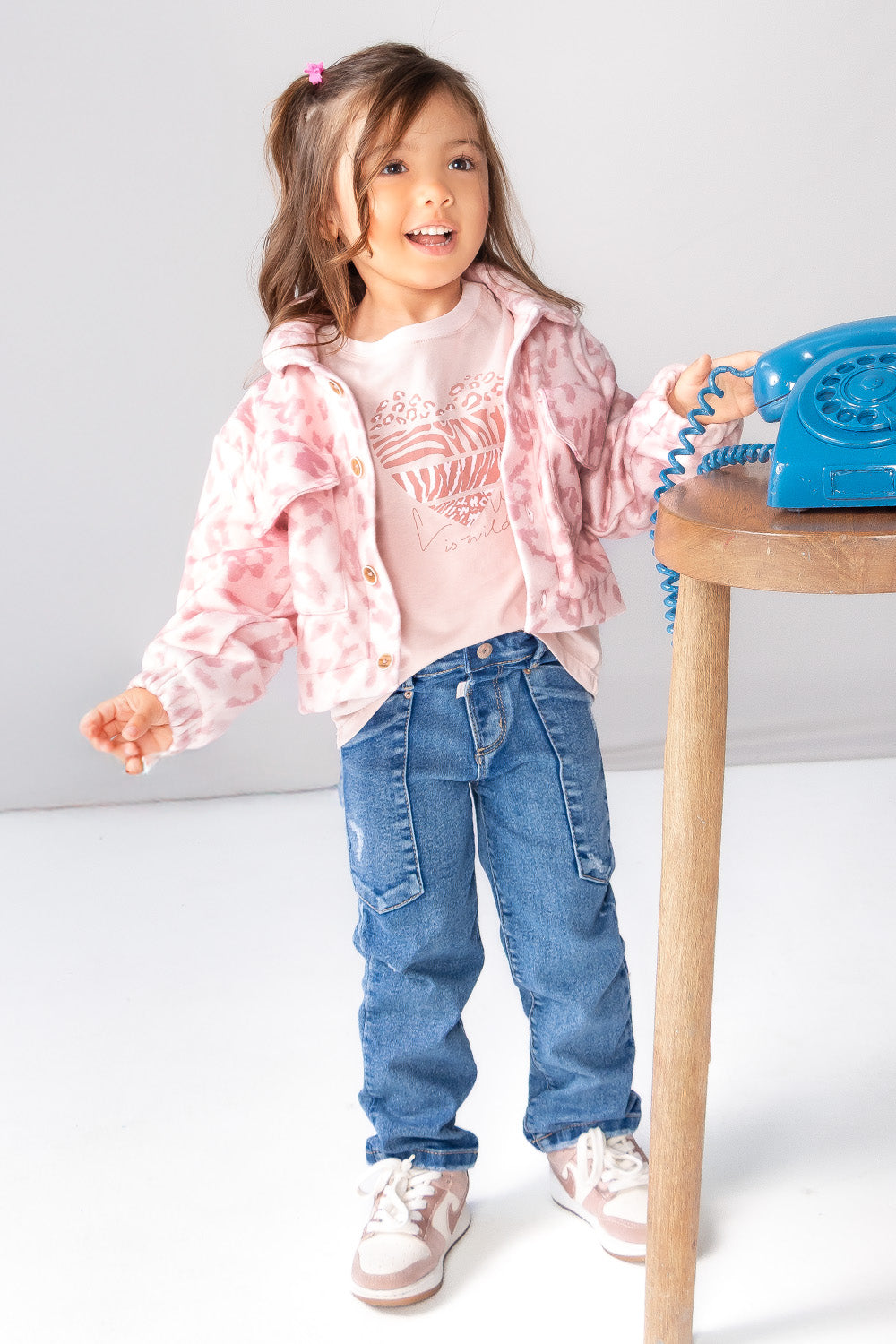 CONJUNTO 3 PRENDAS NIÑA ANIMAL PRINT ROSADO