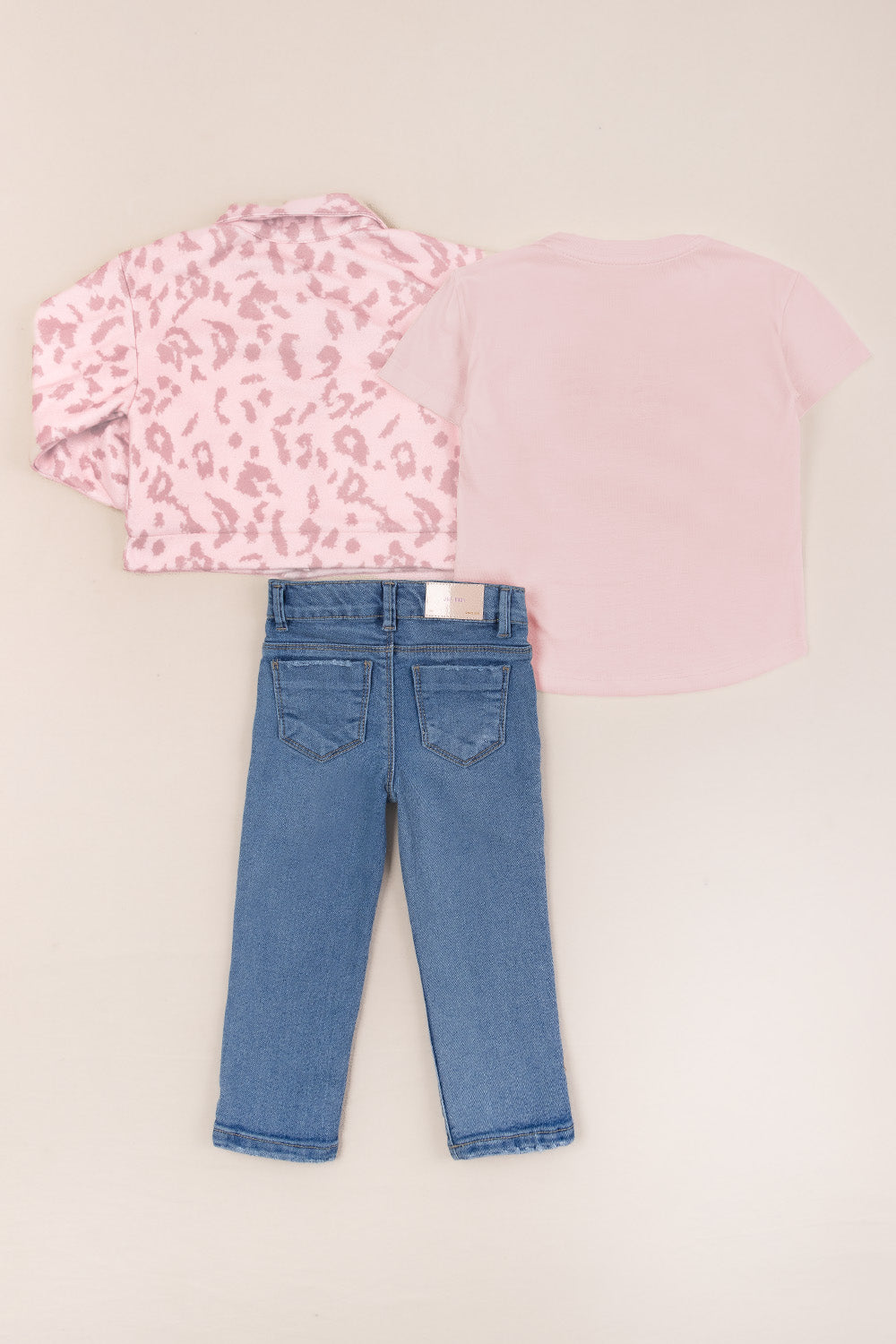 CONJUNTO 3 PRENDAS NIÑA ANIMAL PRINT ROSADO