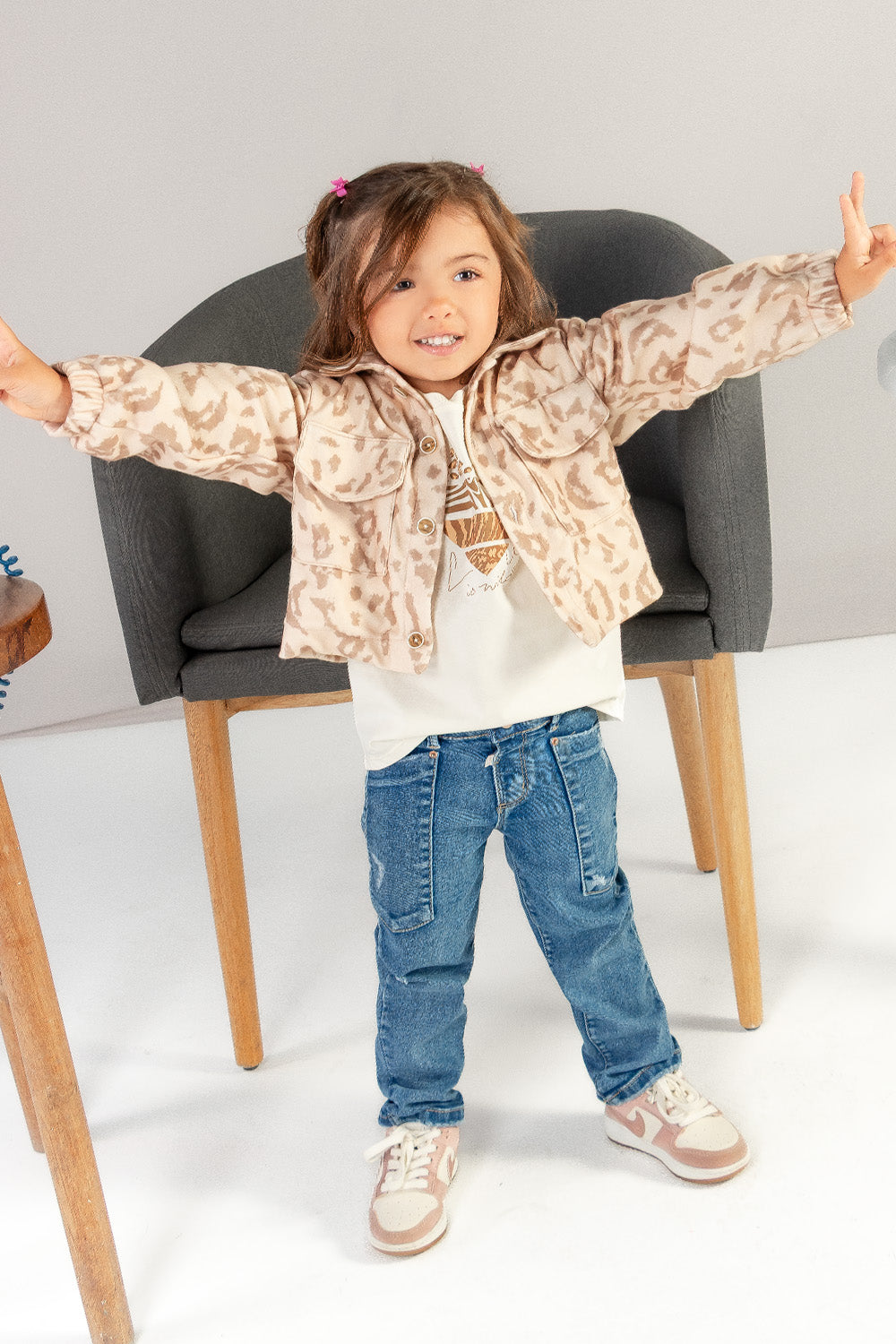 CONJUNTO 3 PRENDAS NIÑA ANIMAL PRINT BEIGE