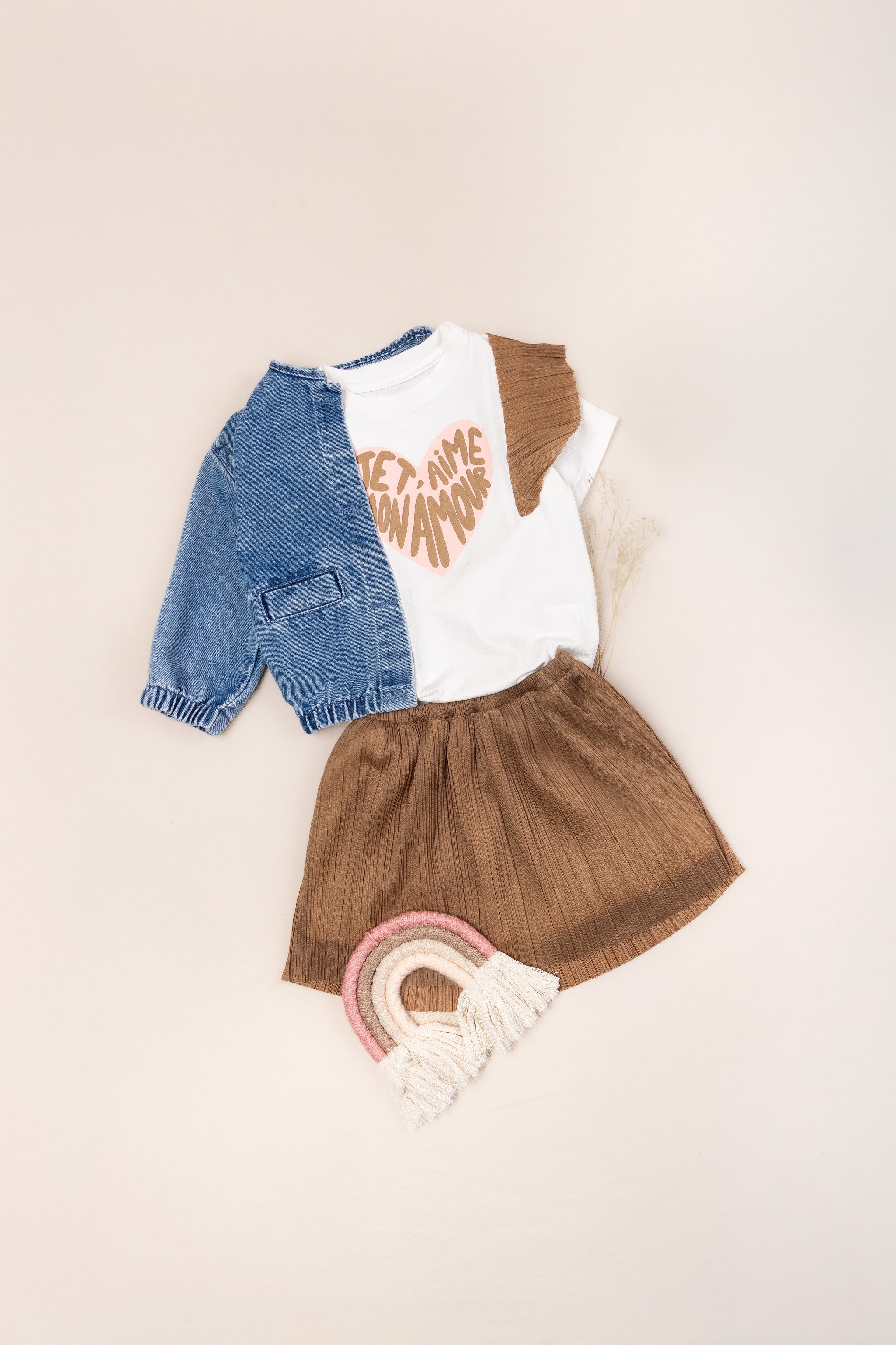 CONJUNTO 3 PRENDAS NIÑA AMOUR CAFÉ