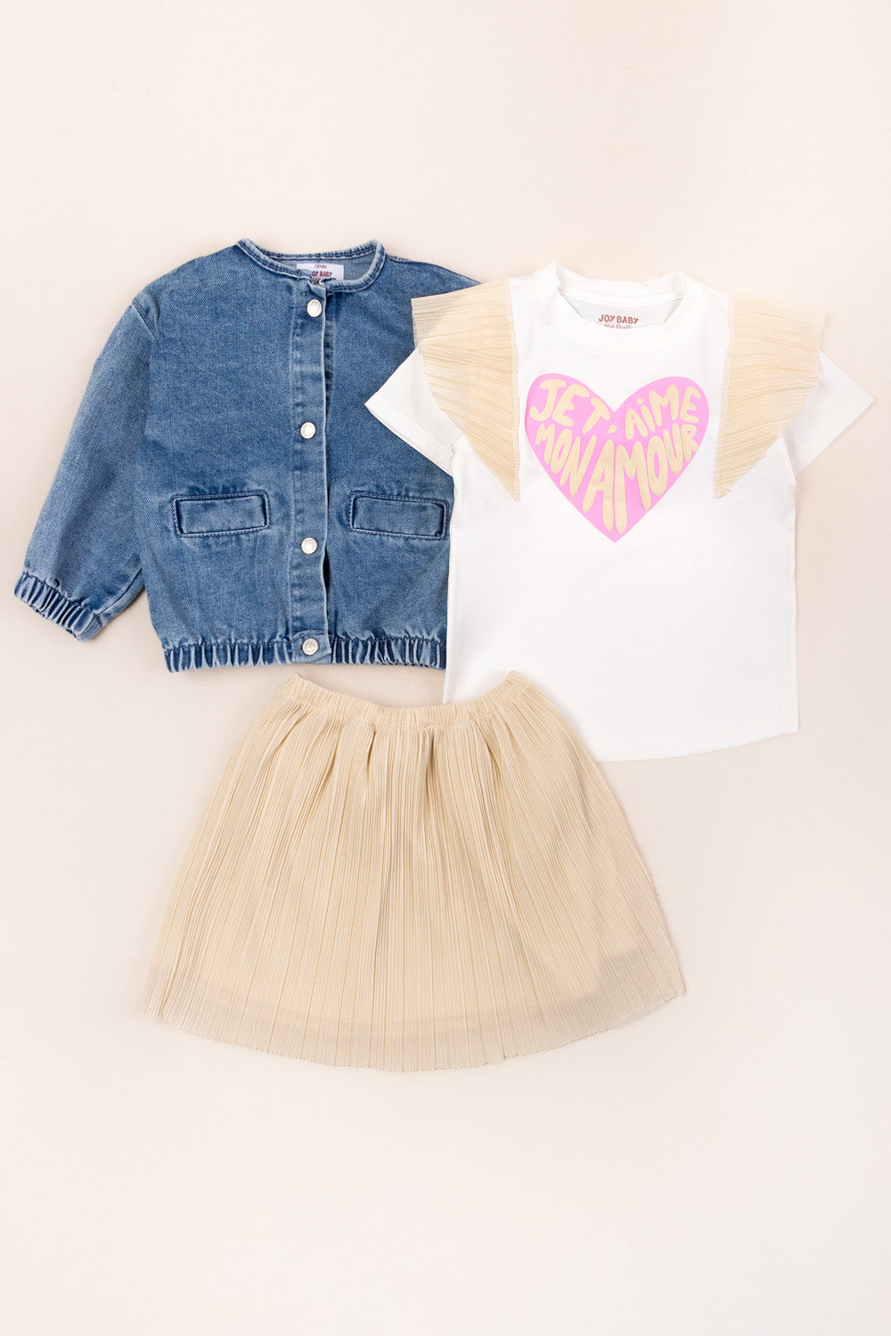 CONJUNTO 3 PRENDAS NIÑA AMOUR BEIGE
