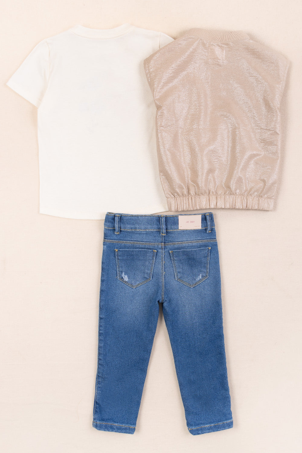 CONJUNTO 3 PRENDAS NIÑA SPREAD LOVE BEIGE