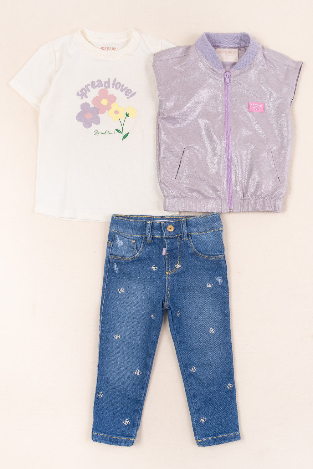 CONJUNTO 3 PRENDAS NIÑA SPREAD LOVE LILA