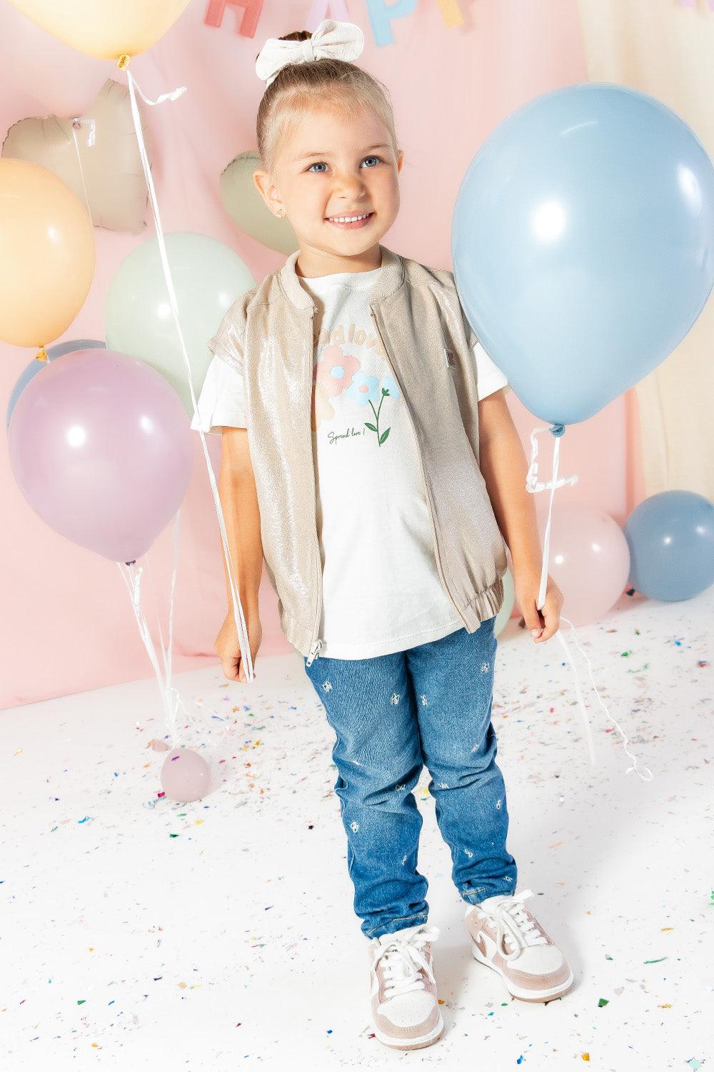 CONJUNTO 3 PRENDAS NIÑA SPREAD LOVE BEIGE