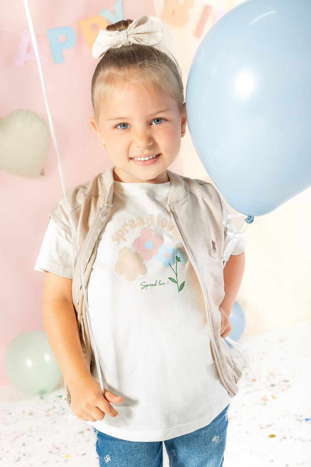 CONJUNTO 3 PRENDAS NIÑA SPREAD LOVE BEIGE