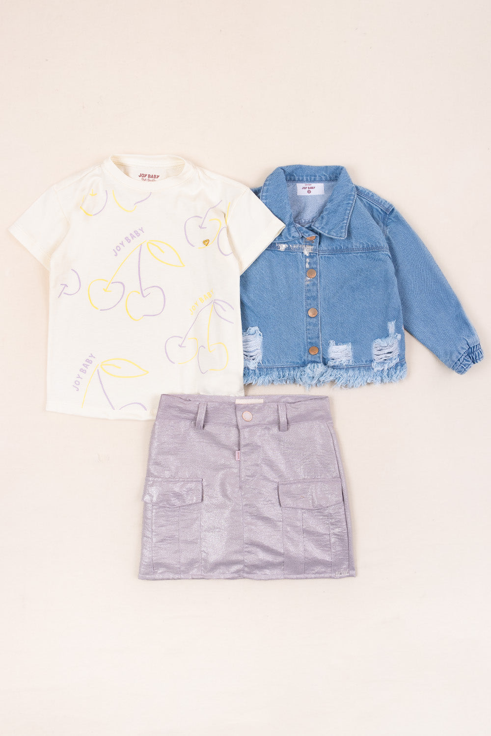 CONJUNTO 3 PRENDAS NIÑA CHERRIES LILA