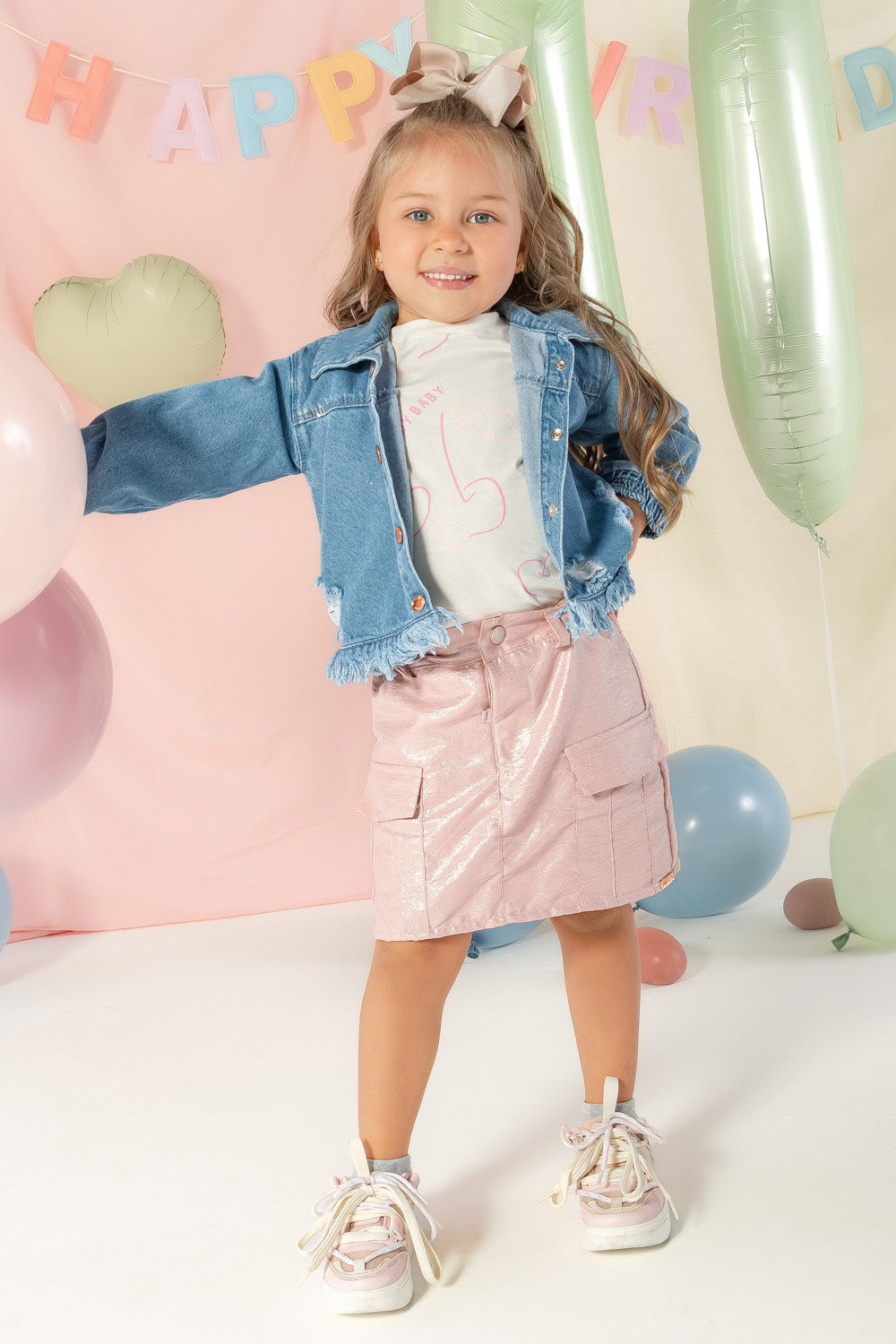 CONJUNTO 3 PRENDAS NIÑA CHERRIES ROSA