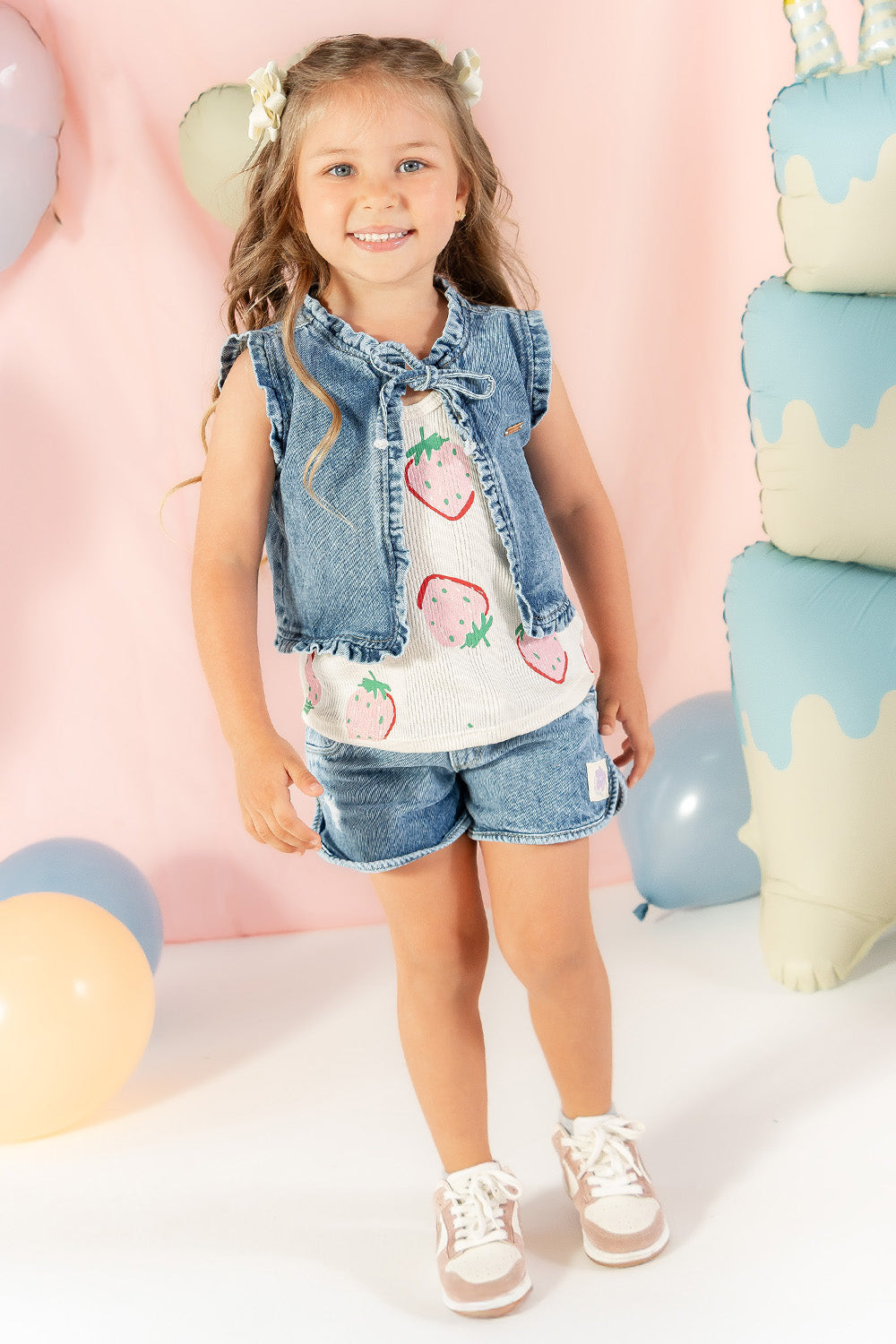 CONJUNTO 3 PRENDAS NIÑA STRAWBERRIES BLANCO