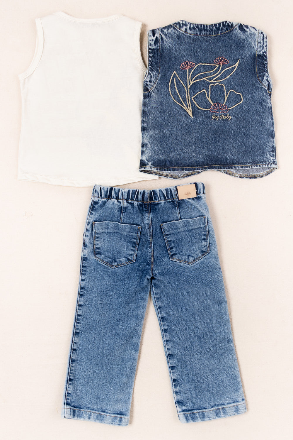 CONJUNTO 3 PRENDAS NIÑA DENIM BLANCO