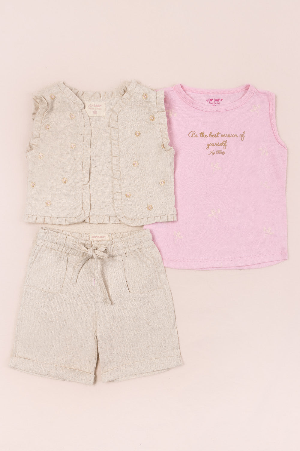CONJUNTO 3 PRENDAS NIÑA SUMMER BEIGE